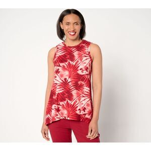 Sport Savvy Women's Top Sz L French Terry Printed Swing Tank Red A649091
